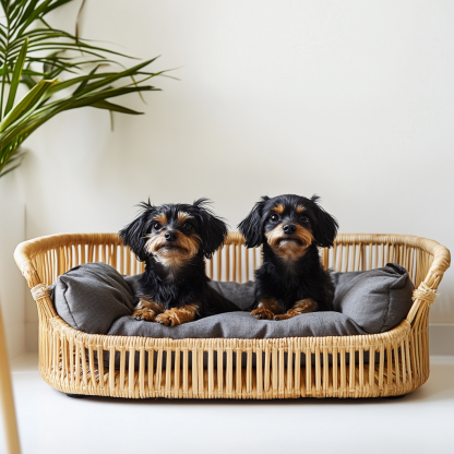 Pet bed, wicker dog bed, cat bed, American-style retro solid wood animal house furniture, Teddy Bichon Frise dog mattress - Image 6