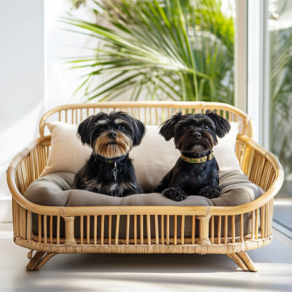 Pet bed, wicker dog bed, cat bed, American-style retro solid wood animal house furniture, Teddy Bichon Frise dog mattress - Image 5