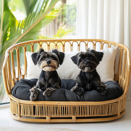 Pet bed, wicker dog bed, cat bed, American-style retro solid wood animal house furniture, Teddy Bichon Frise dog mattress - Image 4