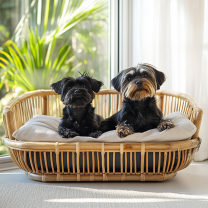 Pet bed, wicker dog bed, cat bed, American-style retro solid wood animal house furniture, Teddy Bichon Frise dog mattress - Image 3