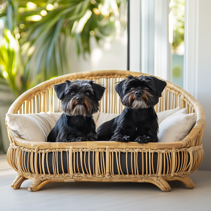 Pet bed, wicker dog bed, cat bed, American-style retro solid wood animal house furniture, Teddy Bichon Frise dog mattress - Image 2