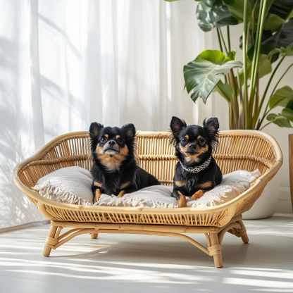 Pet bed, wicker dog bed, cat bed, American-style retro solid wood animal house furniture, Teddy Bichon Frise dog mattress - Image 2