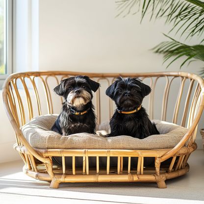 Pet bed, wicker dog bed, cat bed, American-style retro solid wood animal house furniture, Teddy Bichon Frise dog mattress - Image 5