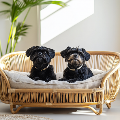 Pet bed, wicker dog bed, cat bed, American-style retro solid wood animal house furniture, Teddy Bichon Frise dog mattress - Image 4