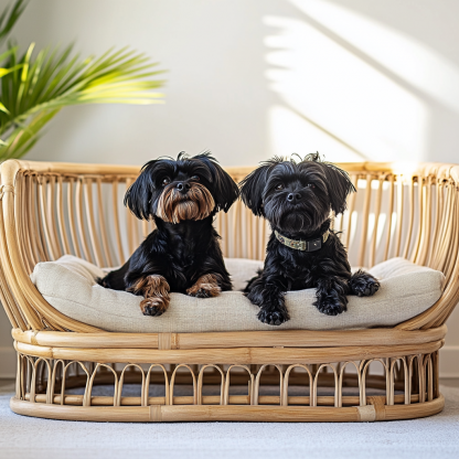 Pet bed, wicker dog bed, cat bed, American-style retro solid wood animal house furniture, Teddy Bichon Frise dog mattress - Image 2