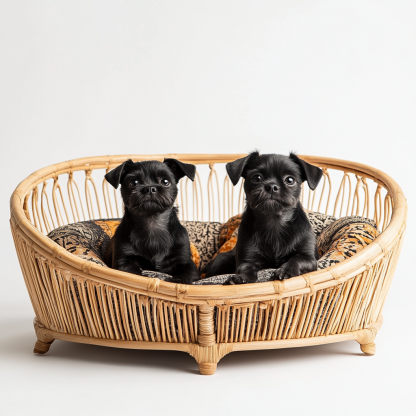 Pet bed, wicker dog bed, cat bed, American-style retro solid wood animal house furniture, Teddy Bichon Frise dog mattress - Image 4