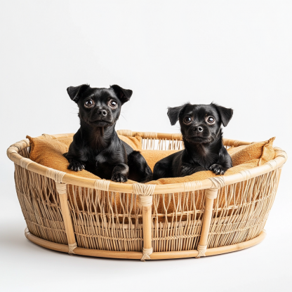 Pet bed, wicker dog bed, cat bed, American-style retro solid wood animal house furniture, Teddy Bichon Frise dog mattress - Image 2