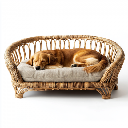 Pet bed, wicker dog bed, cat bed, American-style retro solid wood animal house furniture, Teddy Bichon Frise dog mattress - Image 9