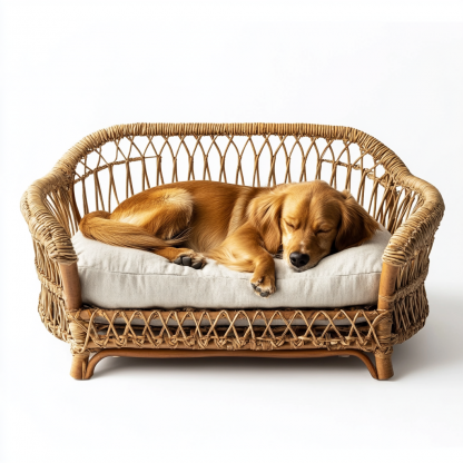 Pet bed, wicker dog bed, cat bed, American-style retro solid wood animal house furniture, Teddy Bichon Frise dog mattress - Image 8
