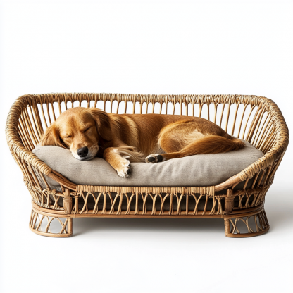 Pet bed, wicker dog bed, cat bed, American-style retro solid wood animal house furniture, Teddy Bichon Frise dog mattress - Image 7