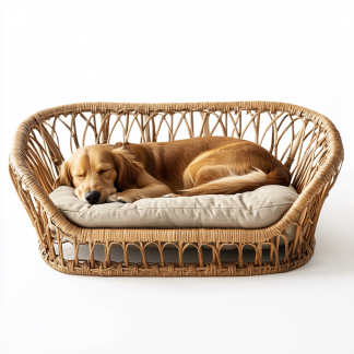 Pet bed, wicker dog bed, cat bed, American-style retro solid wood animal house furniture, Teddy Bichon Frise dog mattress