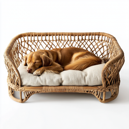 Pet bed, wicker dog bed, cat bed, American-style retro solid wood animal house furniture, Teddy Bichon Frise dog mattress - Image 5
