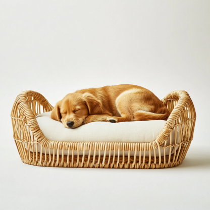 Pet bed, wicker dog bed, cat bed, American-style retro solid wood animal house furniture, Teddy Bichon Frise dog mattressv - Image 9