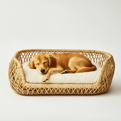 Pet bed, wicker dog bed, cat bed, American-style retro solid wood animal house furniture, Teddy Bichon Frise dog mattressv - Image 8