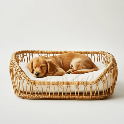 Pet bed, wicker dog bed, cat bed, American-style retro solid wood animal house furniture, Teddy Bichon Frise dog mattressv - Image 7