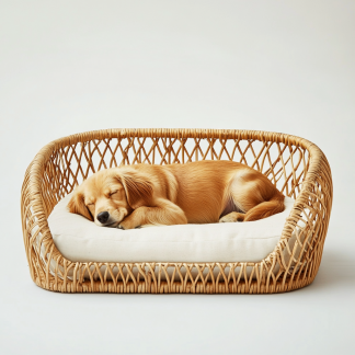 Pet bed, wicker dog bed, cat bed, American-style retro solid wood animal house furniture, Teddy Bichon Frise dog mattressv