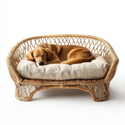 Pet bed, wicker dog bed, cat bed, American-style retro solid wood animal house furniture, Teddy Bichon Frise dog mattress - Image 5