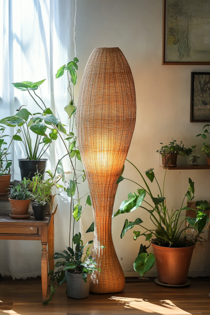 Wabi-sabi style rattan floor lamp, homestay hotel model room decorative item, Zen, Japanese and Chinese retro style - Image 7