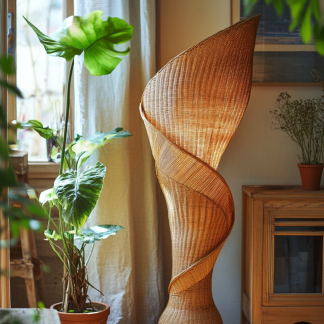 Wabi-sabi style rattan floor lamp, homestay hotel model room decorative item, Zen, Japanese and Chinese retro style