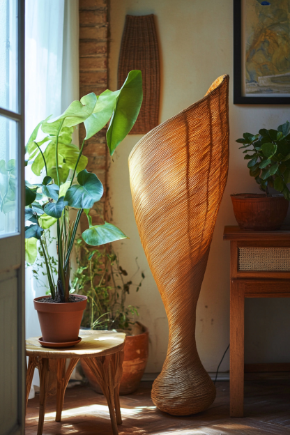 Rattan decorative floor lamp, Zen-inspired tea room, homestay, living room, sofa, bedroom lamp, retro upright rattan floor lamp - Image 11