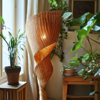 Wabi-sabi style floor lamp, Southeast Asian living room, bedroom, homestay study, tea room, Zen hotel, rattan Japanese-style floor lamp