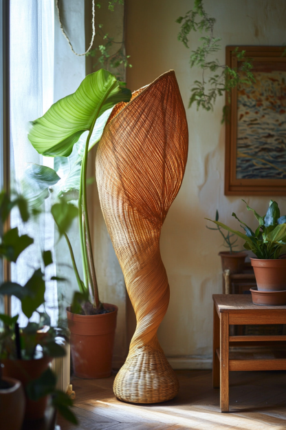 Wabi-sabi style floor lamp, Southeast Asian living room, bedroom, homestay study, tea room, Zen hotel, rattan Japanese-style floor lamp - Image 6
