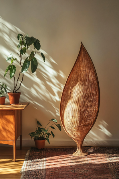Chinese-style retro floor lamp, living room, hotel, villa, leisure club, creative bowling, rattan lamp, floor table lamp