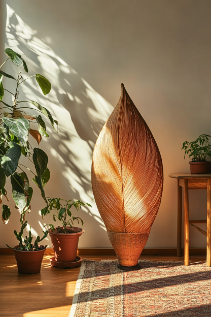 Chinese-style retro floor lamp, living room, hotel, villa, leisure club, creative bowling, rattan lamp, floor table lamp - Image 4