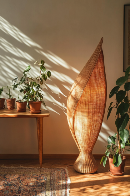 Chinese-style retro floor lamp, living room, hotel, villa, leisure club, creative bowling, rattan lamp, floor table lamp - Image 3
