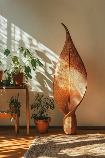 Chinese-style retro floor lamp, living room, hotel, villa, leisure club, creative bowling, rattan lamp, floor table lamp - Image 2