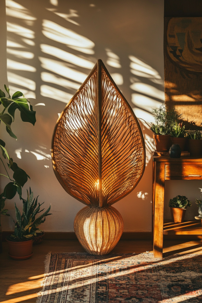 Wabi-sabi style bamboo and rattan chandeliers, Zen-inspired tea room, creative bar counter decoration, hotel, Japanese personality - Image 9