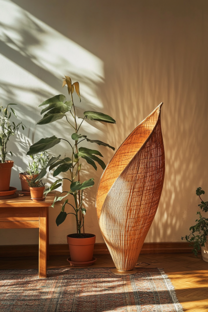 Wabi-sabi style bamboo and rattan chandeliers, Zen-inspired tea room, creative bar counter decoration, hotel, Japanese personality - Image 3