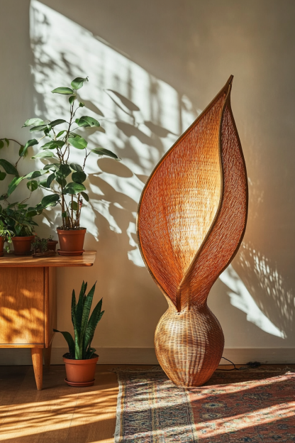 Wabi-sabi style floor lamp, Southeast Asian living room, bedroom, homestay study, tea room, Zen hotel, rattan Japanese-style floor lamp - Image 11