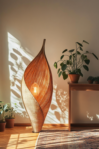 Wabi-sabi style floor lamp, Southeast Asian living room, bedroom, homestay study, tea room, Zen hotel, rattan Japanese-style floor lamp - Image 10