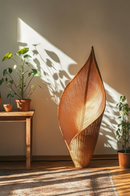 Wabi-sabi style floor lamp, Southeast Asian living room, bedroom, homestay study, tea room, Zen hotel, rattan Japanese-style floor lamp - Image 9