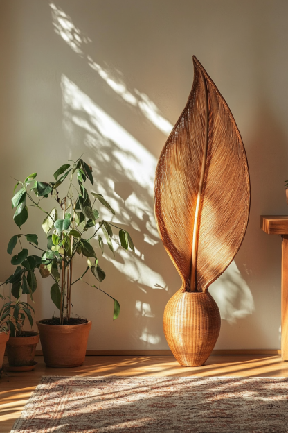Wabi-sabi style floor lamp, Southeast Asian living room, bedroom, homestay study, tea room, Zen hotel, rattan Japanese-style floor lamp - Image 7