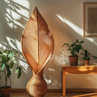 Wabi-sabi style floor lamp, Southeast Asian living room, bedroom, homestay study, tea room, Zen hotel, rattan Japanese-style floor lamp