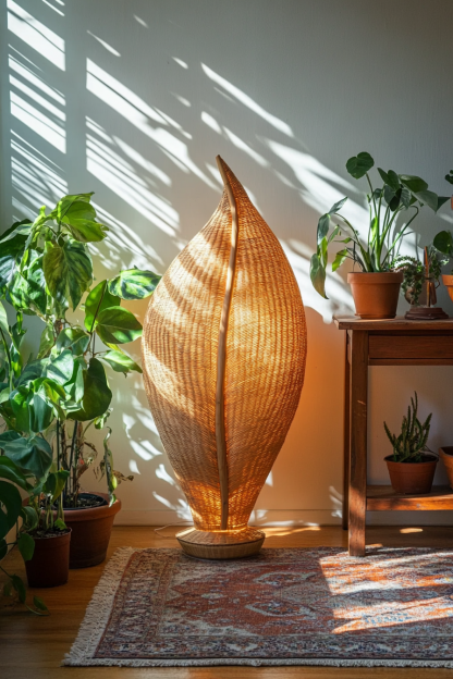 Wabi-sabi style rattan floor lamp, homestay hotel model room decorative item, Zen, Japanese and Chinese retro style - Image 8