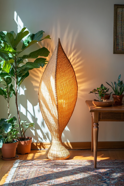 Wabi-sabi style rattan floor lamp, homestay hotel model room decorative item, Zen, Japanese and Chinese retro style - Image 7