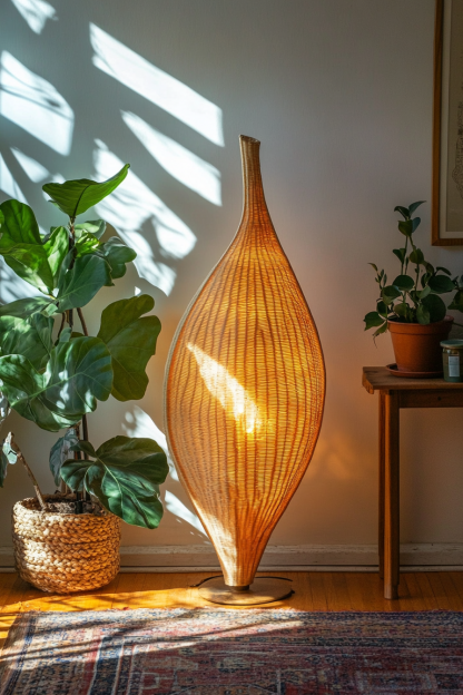 Wabi-sabi style rattan floor lamp, homestay hotel model room decorative item, Zen, Japanese and Chinese retro style - Image 2