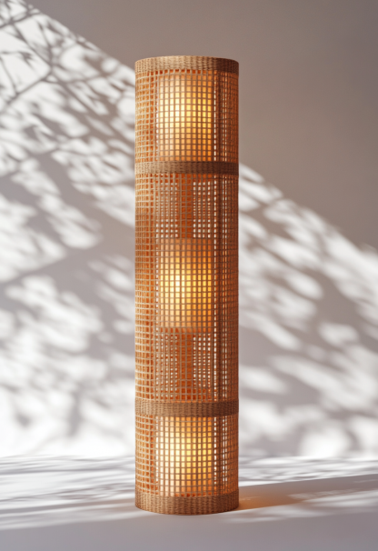 Wabi-sabi style rattan floor lamp, Japanese-style guesthouse bedside living room decorative lamp, atmosphere home study, balcony bedroom - Image 9
