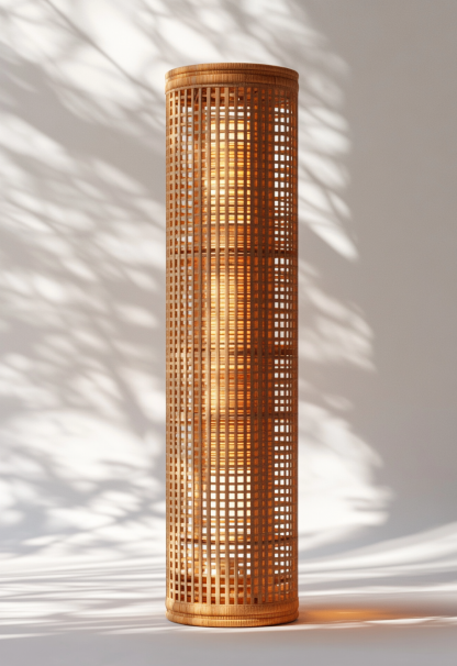Wabi-sabi style rattan floor lamp, Japanese-style guesthouse bedside living room decorative lamp, atmosphere home study, balcony bedroom - Image 8