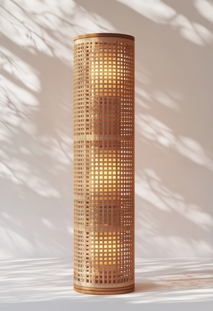 Wabi-sabi style rattan floor lamp, Japanese-style guesthouse bedside living room decorative lamp, atmosphere home study, balcony bedroom