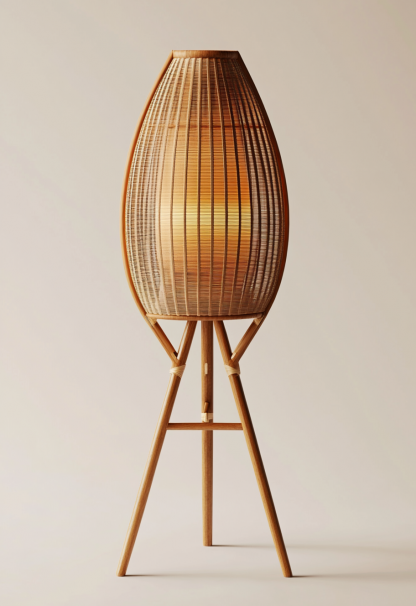 Wabi-sabi style rattan floor lamp, Japanese-style guesthouse bedside living room decorative lamp, atmosphere home study, balcony bedroom - Image 8