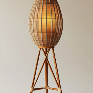 Wabi-sabi style rattan floor lamp, Japanese-style guesthouse bedside living room decorative lamp, atmosphere home study, balcony bedroom