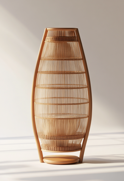 1010 Wabi-sabi style restaurant rattan woven floor lamps, Japanese retro shop, restaurant, hot pot restaurant lamps, tea room lamps - Image 9