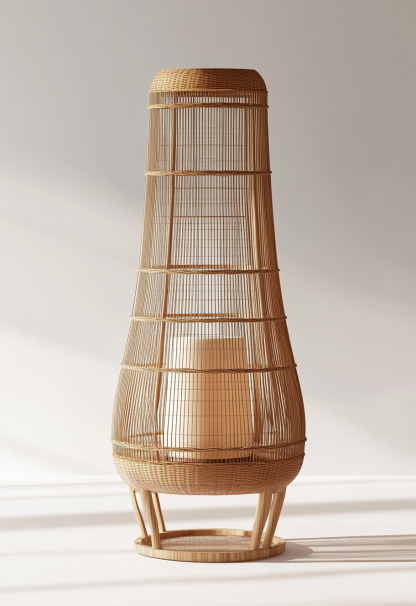 1010 Wabi-sabi style restaurant rattan woven floor lamps, Japanese retro shop, restaurant, hot pot restaurant lamps, tea room lamps - Image 8