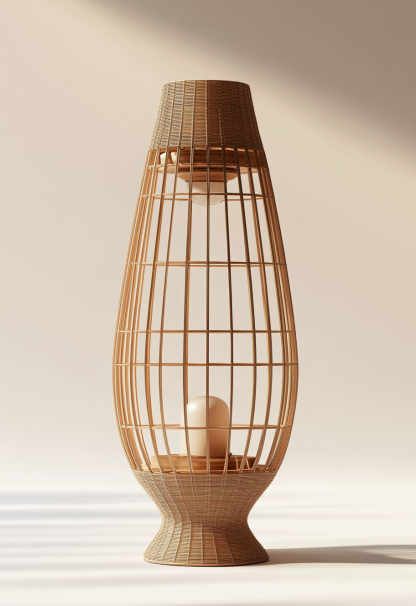 Wabi-sabi style restaurant, wicker woven floor lamps, simple and modern tea table, Nordic decorative lamps, Japanese retro Zen atmosphere - Image 8