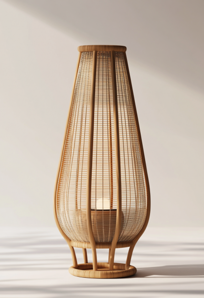 Wabi-sabi style restaurant, wicker woven floor lamps, simple and modern tea table, Nordic decorative lamps, Japanese retro Zen atmosphere - Image 5