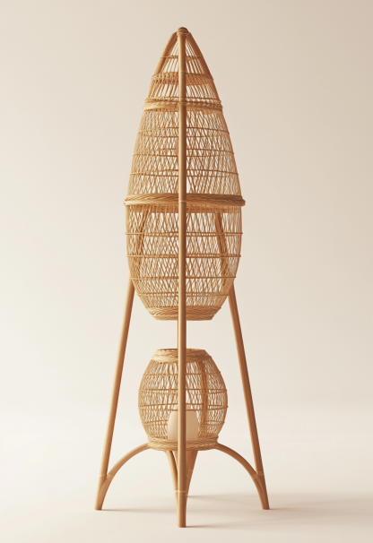 Wabi-sabi style rattan floor lamp, Japanese-style guesthouse bedside living room decorative lamp, atmosphere home study, balcony bedroom - Image 4